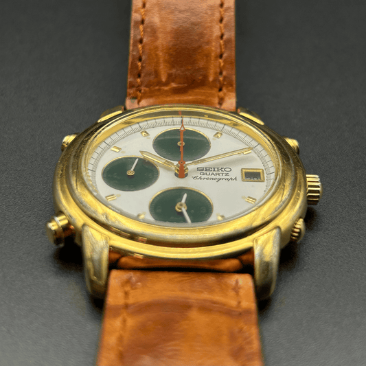 Vintage Seiko 7T32-6G10 Chronograaf, 1995, Goudkleurig