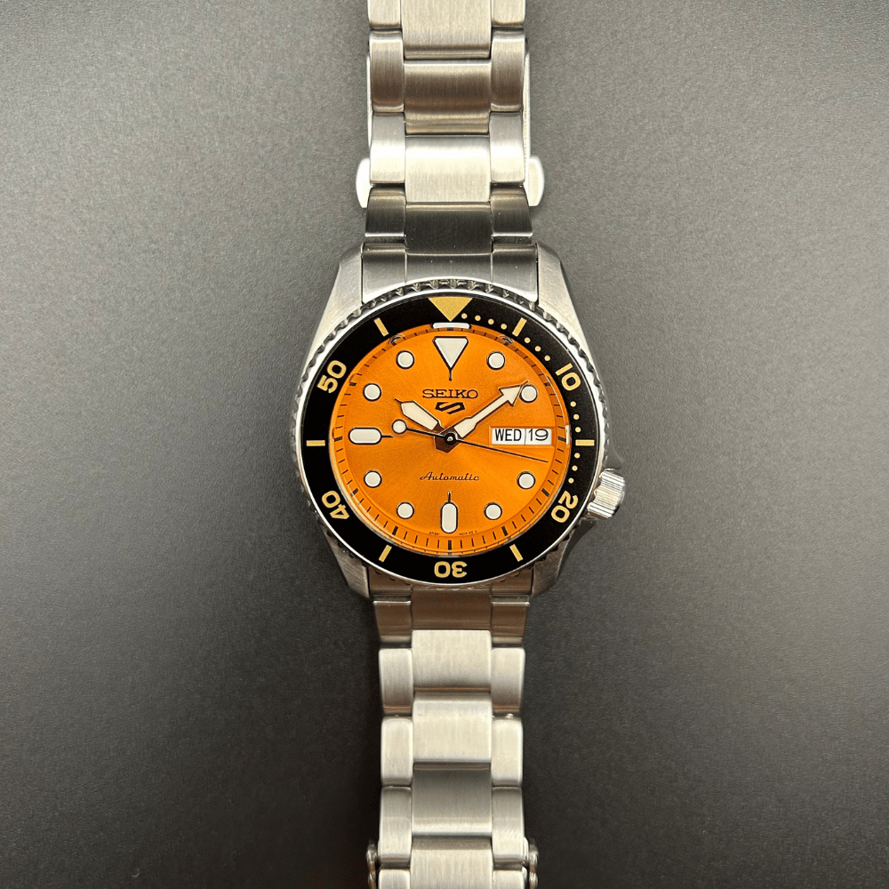 Seiko 5 Sports SRPK35K1 Orange Dial Full Set