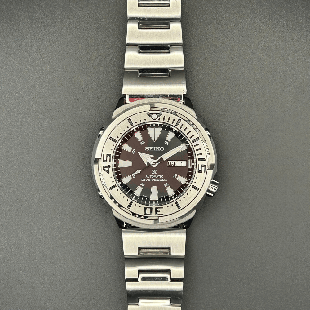 Steel seiko prospex 'mini tuna' with black dial