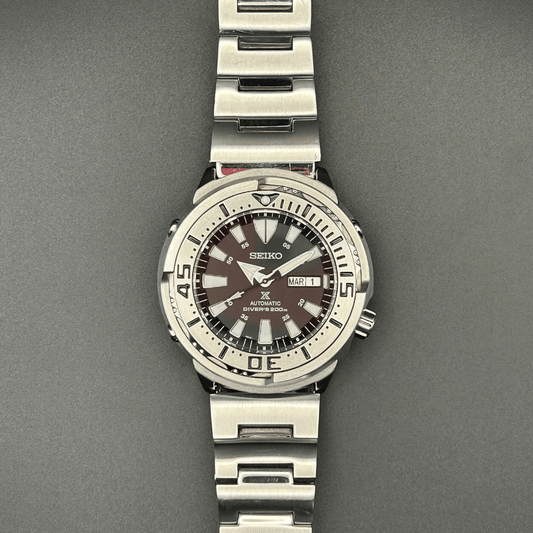 Steel seiko prospex 'mini tuna' with black dial
