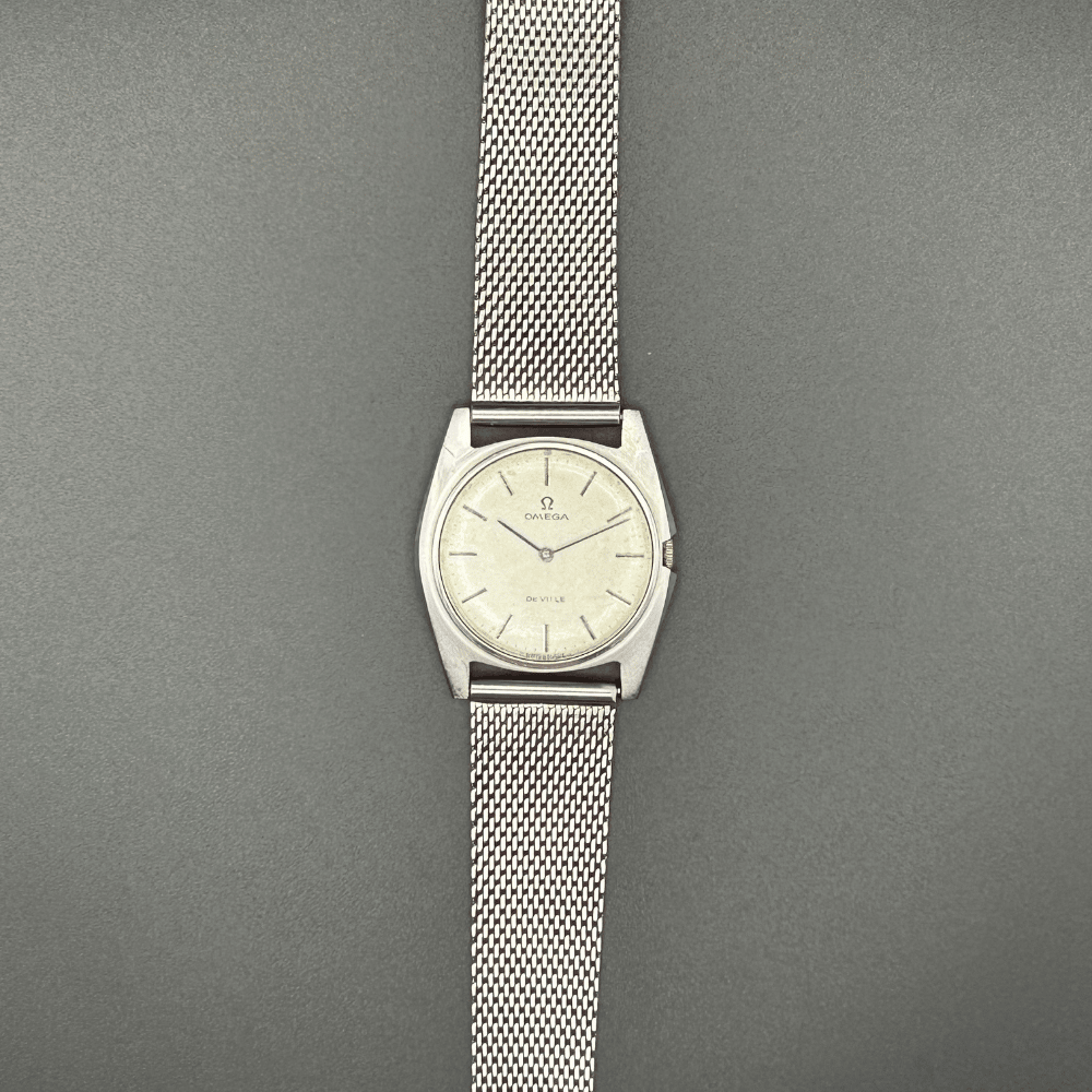 Vintage Omega De Ville 111.098, Hand-Wound, Silver Mesh grey dial with grey strap