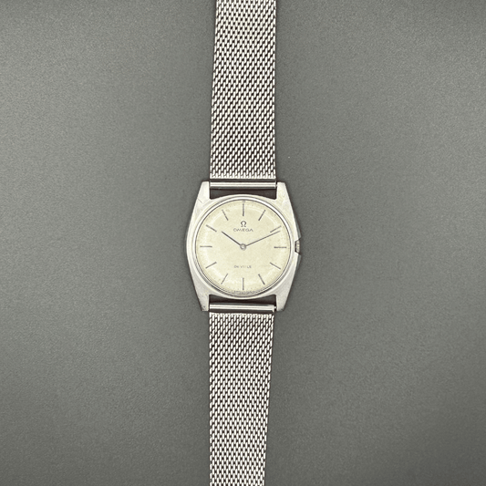 Vintage Omega De Ville 111.098, Hand-Wound, Silver Mesh grey dial with grey strap