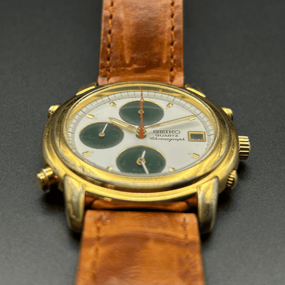 Vintage Seiko 7T32-6G10 Chronograaf, 1995, Goudkleurig
