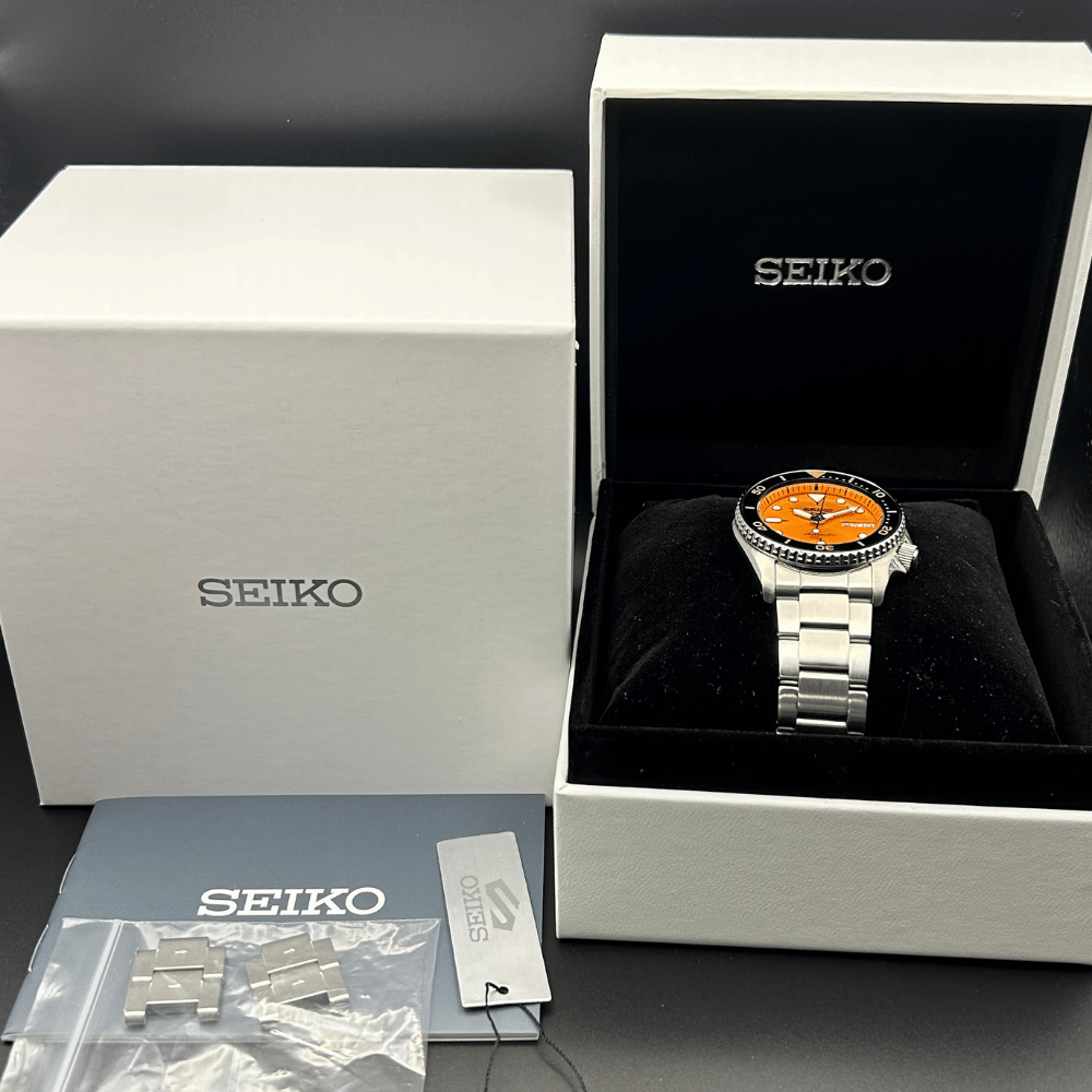 Seiko 5 Sports SRPK35K1 Orange Dial Full Set